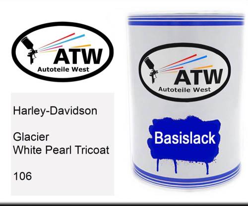 Harley-Davidson, Glacier White Pearl Tricoat, 106: 500ml Lackdose, von ATW Autoteile West.